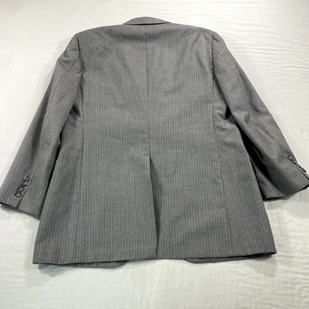 VINTAGE Kuppenheimer Blazer Mens 44R Gray Striped Wool Suit‎ Jacket Sport Coat